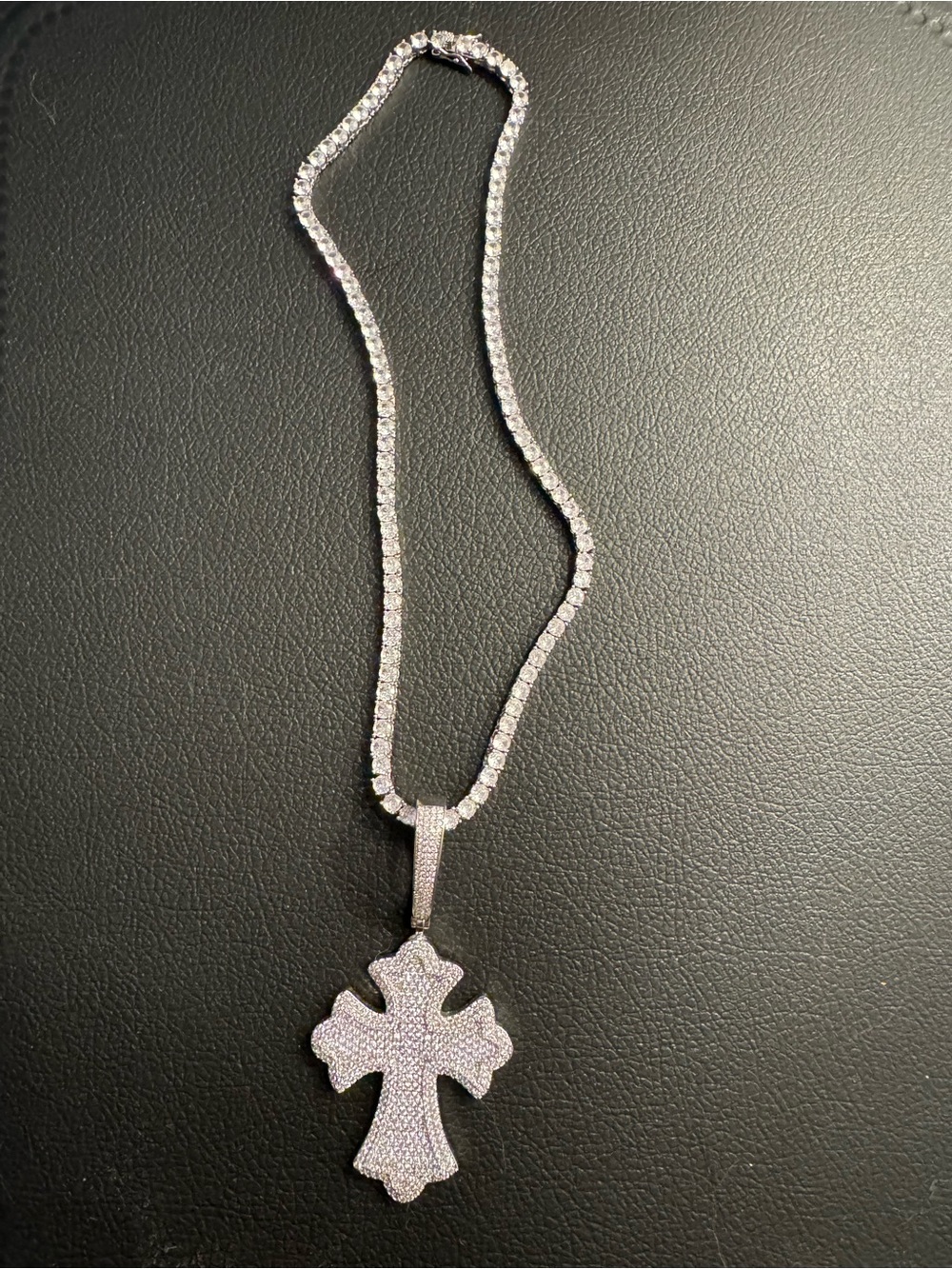 Pave Cross Pendant Necklace in Silver - Women Jewelry